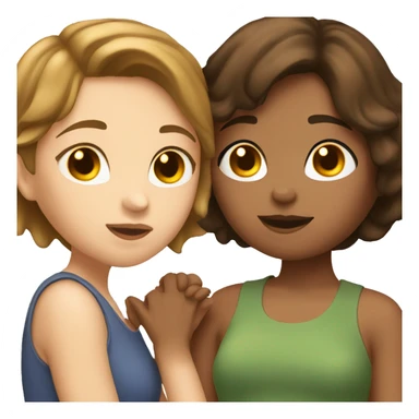 Two brown haired girls kissing, one with short hair, both white skin sticker
