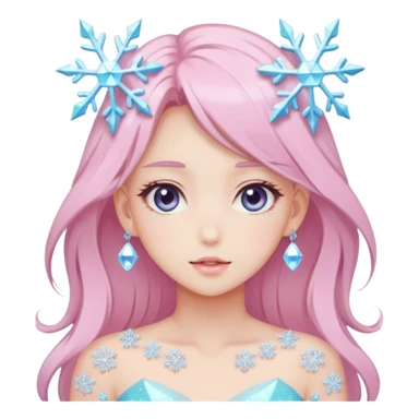 Gorgeous Beautiful Anime-Pastel-Lady with crystals and snowflakes and glitters aesthetic sticker