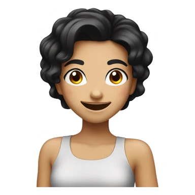 smiling girl with black hair winking sticker