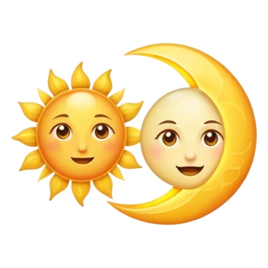 a really bright sun and a moon who shines because of it. the sun is bigger and the moon bright too sticker