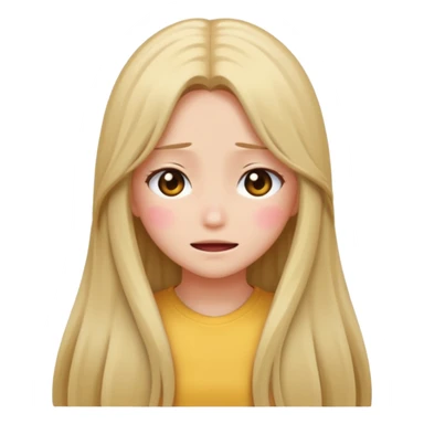 anime style emoji of a girl with long hair, back turned, blushing, covering face sticker