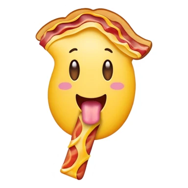 tongue out emoji holding a bacon strip sticker