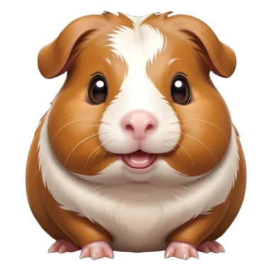 Cinematic Comical Brown and White Banded Guinea Pig Portrait Emoji, Head tilted dramatically with an exaggeratedly amused expression, featuring a striking coat with bold brown and white banding, wide, expressive dark eyes filled with playful disbelief, Simplified yet hilariously expressive features, highly detailed, glowing with a slightly sassy glow, high shine, dramatic yet playful, stylized with an air of cheeky mischief, bright and endearing, soft glowing outline, capturing the essence of a spirited and over-the-top guinea pig, so meme-worthy it feels like it could side-eye its way into internet fame instantly! sticker
