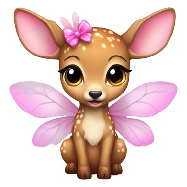 baby deer with fairy wings and a pink bow around its neck  sticker