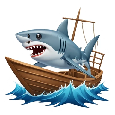 Shark with boat sticker