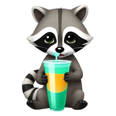 Raccoon drinking boba sticker