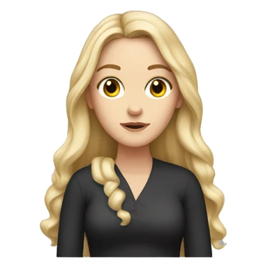 white girl, long back hair, black eye, her hands are folded in front sticker