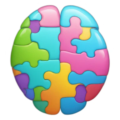 brain divided to the 4 colorful puzzles sticker