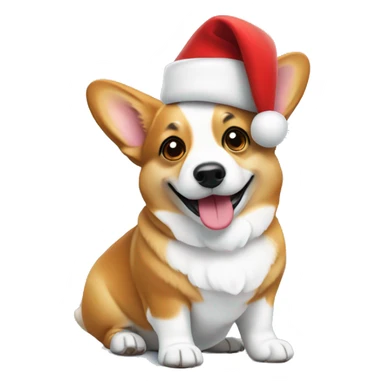 Corgi with Santa hat sticker