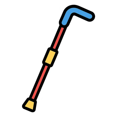 bastón para baja visión con detalles claros, icono color con contornos negros sticker