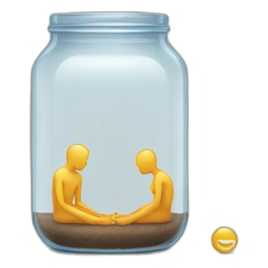 human ankles standing on the floor with an empty transparent jar between them,outside,to the left and to the right,front view sticker
