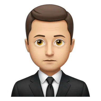 realistic iPhone emoji style portrait of Volodymyr Zelensky, Ukrainian president, with recognizable facial features, formal suit, serious expression sticker