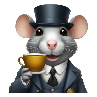 brittish rat with monocle and tea sticker