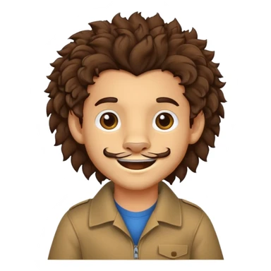 Make a cute boy lion with curly dark brown hair with a disconnected goatee and medium skin sticker