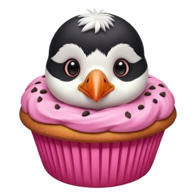pink puffin that is pink, eating a muffin that is pink sticker