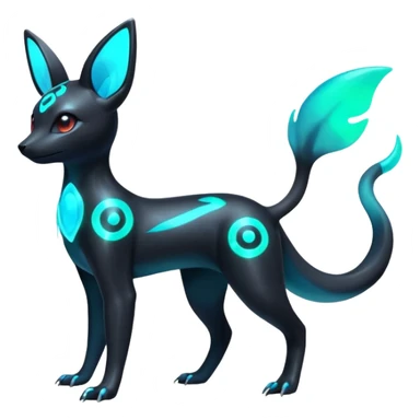 Shiny Aural Iridescent Fluorescent Bioluminescent Umbreon-Amaura-Salandit-Fakémon-fusion (full body) sticker