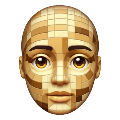 3D render of Pixelated Face, digital glitch art aesthetic, data corruption visual, human face blurred with skin-tone mosaics, pixelated distortion, emoji style, isolated on white background --v 6.0. sticker