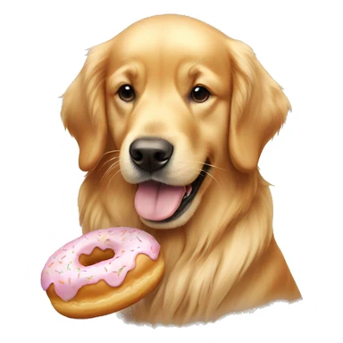 Golden retriever eating doughnut sticker