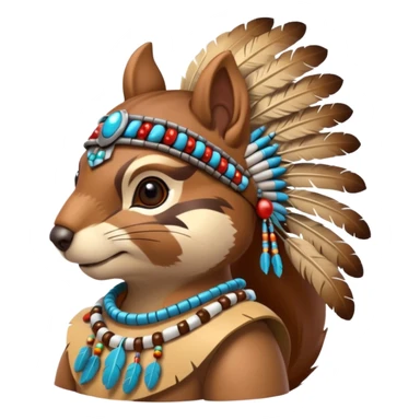 Full Robotic squirrel wearing native American regalia with feathers and beads sticker