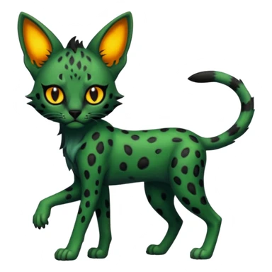 Eldritch green-fiery Dark-deep-blackish-Greenish Zombie-serval, full body sticker