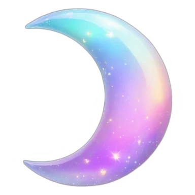 Pastel iridescent rainbow crystal crescent half moon sticker