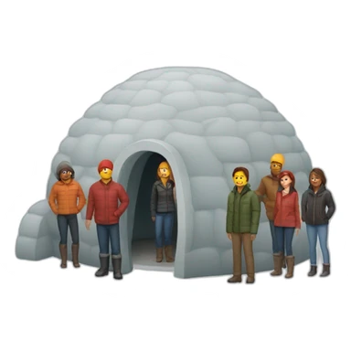 people standing outside of igloo sticker