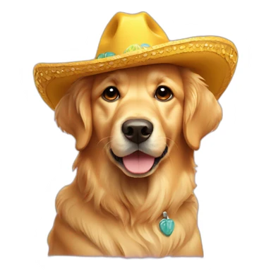 Golden retriever con sombrero sticker