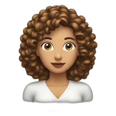 Mujer cabello rizado largo castaño sticker