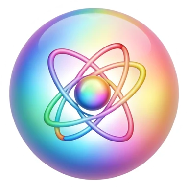 Pastel rainbow atom sticker
