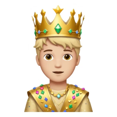 Festival Prince – gold sash + confetti crown, Golden Princes. sticker