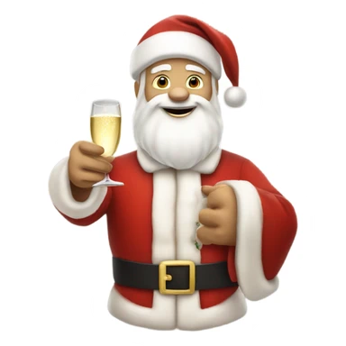 A white Santa with a glass of champagne sticker