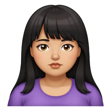 Latina girl with bangs black long hair plus size sleepy sticker