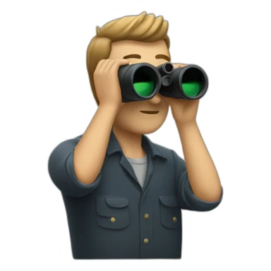 a man holding and looking through binoculars sticker