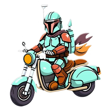Mandalorian on a motorcycle sticker