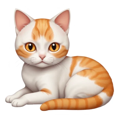 full body frowning tiny short hair ginger and white cat with orange eyes lying down sticker