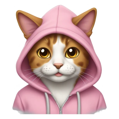 calico cat wearing a pink hoodie sticker