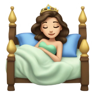 Sleeping brunette beauty princess Disney, bed sticker