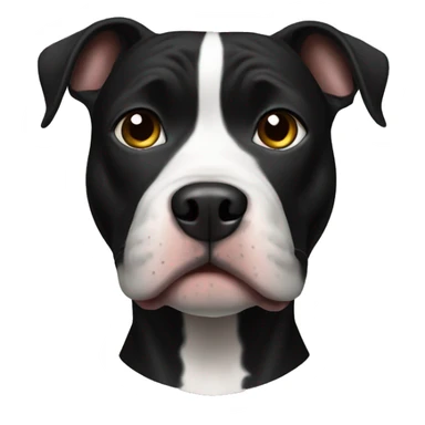 Black pitbull with white chest sticker