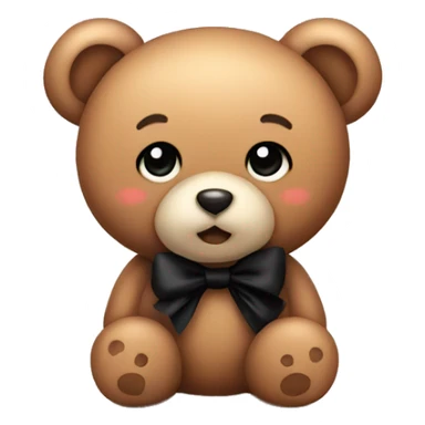 Cute teddy bear with black bow sticker