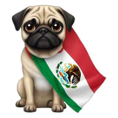 Pug with mexican flag sticker