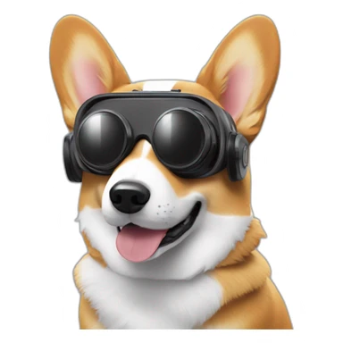 corgi with vr headset sticker