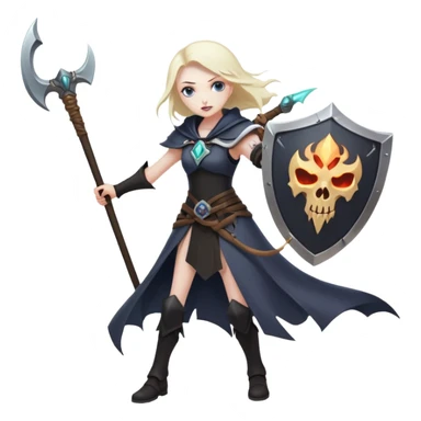 Necromancer girl with scythe and shield, beating a mage sticker