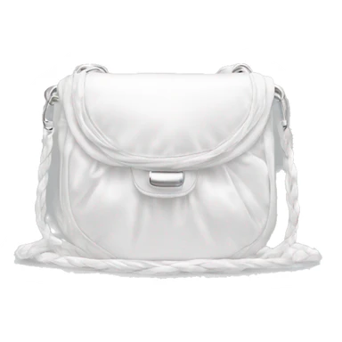 all white silky shoulder bag, with white strap sticker