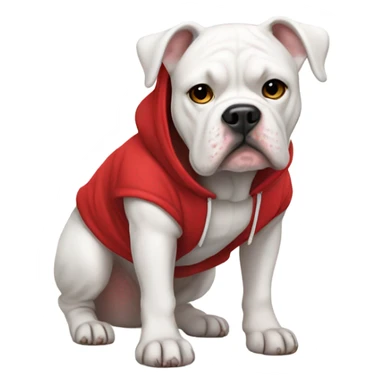White American Bulldog in red hoodie  sticker