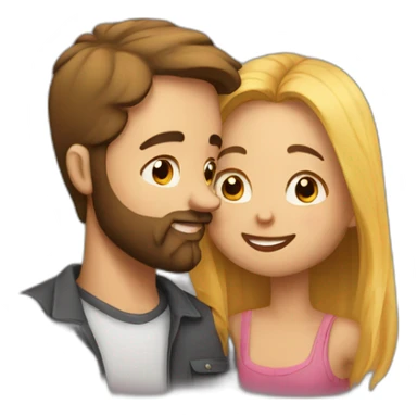 Man with beard kisses girl sticker