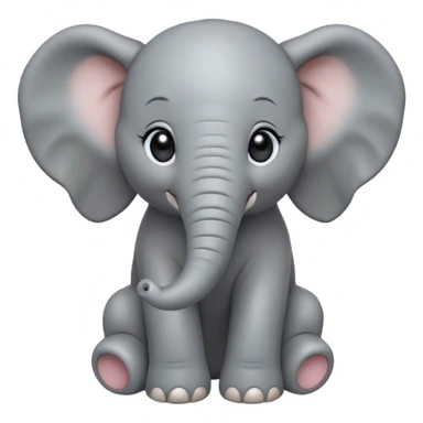 Cinematic Noble Baby Elephant Portrait Emoji, Poised and regal, with a tiny, endearing build and a soft, smooth gray hide, delicate floppy ears and a small, curious trunk, deep-set soulful eyes, Simplified yet sharp and sophisticated features, highly detailed, glowing with a gentle, dignified glow, high shine, intelligent and adorable, stylized with an air of miniature majesty, focused and attentive, soft glowing outline, capturing the essence of a watchful and confident little elephant, so majestic it feels as though it could toddle out of the screen with effortless authority! sticker