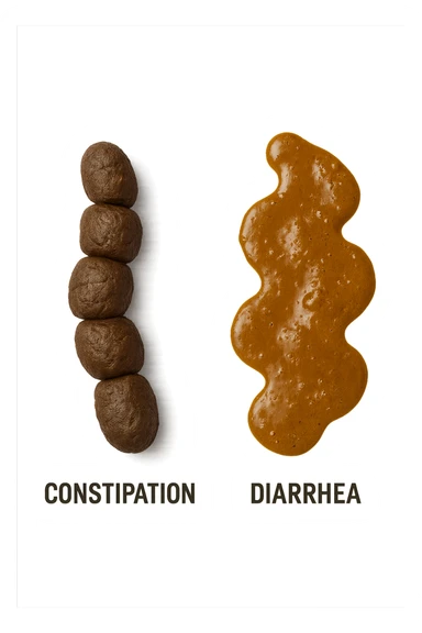 stipsi e diarrea viste dall'alto
, iperrealistico 4k sticker