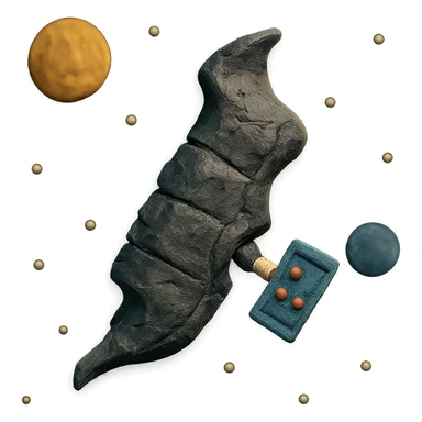 plasticine texture Black Knight Satellite floating in space sticker