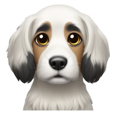 Dog with medium length black hair and white hair on the nose and stomach sticker