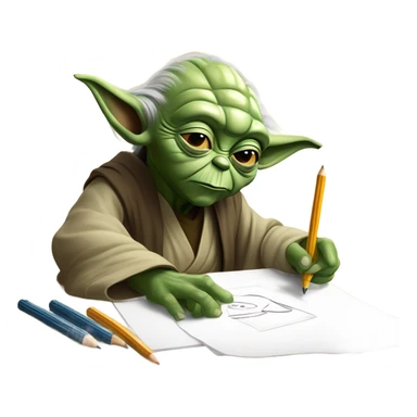Master Yoda draws a picture of Master Yoda sticker